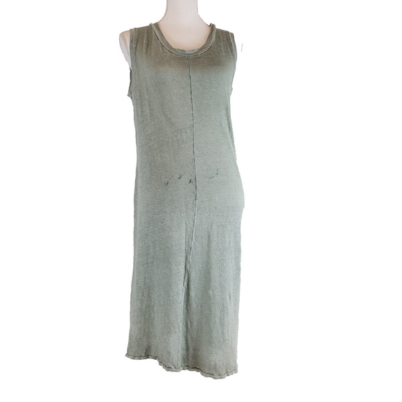 Pete & Greta Women's SIZE S Green Sleeveless Linen Summer Dress Johnny Was FLAW - Picture 12 of 12